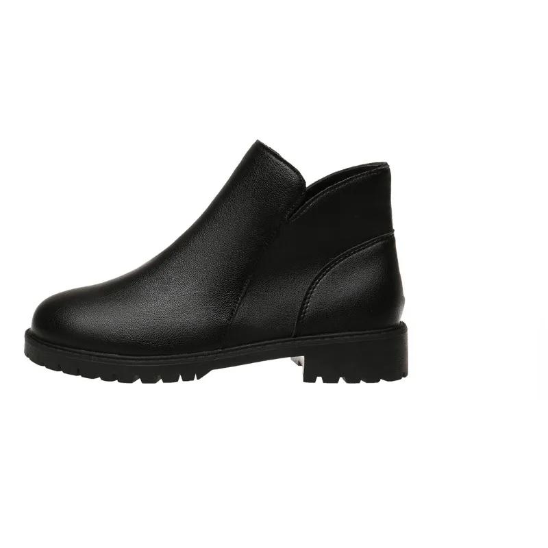 Women's Shoes 2024 High Quality Zipper Women's Boots Autumn Round Toe Solid Short Barrel Low-heeled Large Size Naked Boots