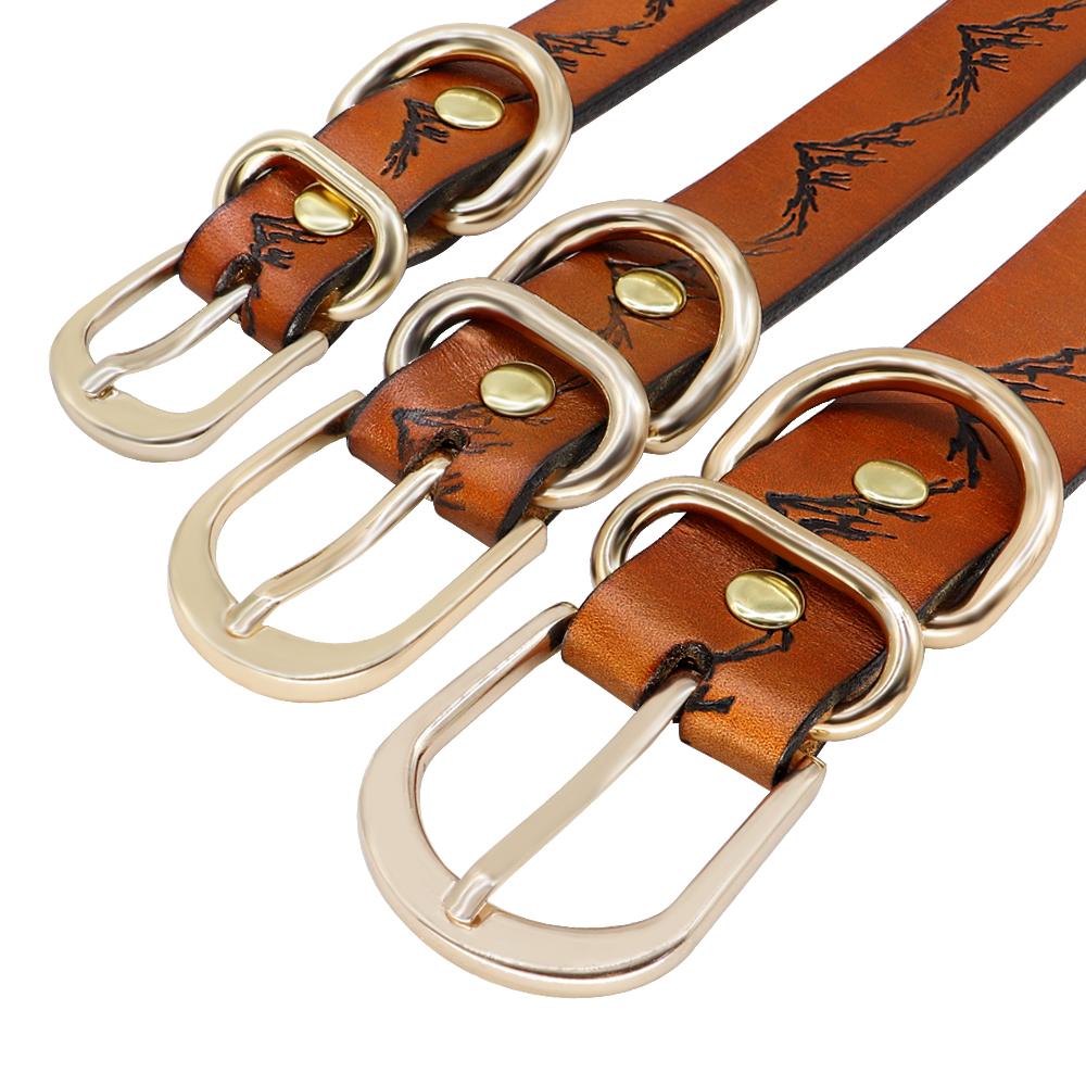 Leather Dog Collar Genuine Leather Pet Dog Collars Pitbull German Shepherd Collar Neck Buckle for Small Medium Large Dogs