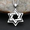 Fashion 316L Stainless Steel Star of David Pendant Necklace for Men Women Punk Biker Six Pointed Star Necklaces Party Jewelry