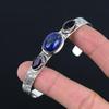 Anniversary Gift For Her Natural Lapis Lazuli Bangle Adjustable 925 Silver