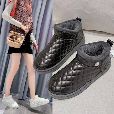 Fashion New Snow Boots Style Short Winter Waterproof Boots for Women Genuine Leather Natural Wool Ankle Warm Flat Boots