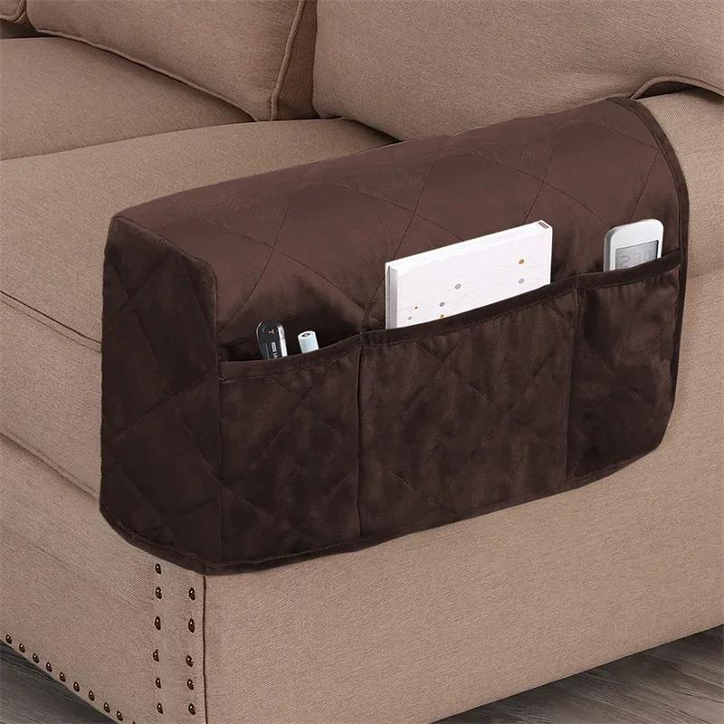 2pcs/set Soft Velvet Sofa Armrest Cover with Pocket Storage Couch Sofa Protector Anti Cat Scratch Handrail Slipcover Towel