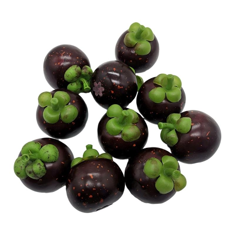 

10pcs Realistic Artificial Mangosteens Simulations Fruit Model Fake Mangosteens Display Props Kitchen Parties Home Decors 1