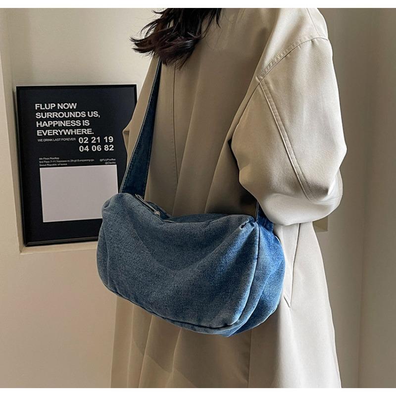 Simple Versatile Large-capacity Tote Bag Women's Bag New Denim Shoulder Slanting Cross Bag