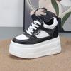 Fashion 10CM Microfiber Leather Vulcanize Women Casual Platform Wedge Chunky Sneakers Spring Autumn Shoes Size 34-40