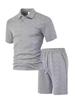 Men's Summer Jacquard Fabric Casual Polo Shirt & Shorts Set