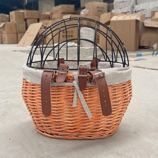 Bicycle Storage Basket Large Capacity Universal Easy To Install Handwoven Pet Seat Front Handlebars Carrier Bike Accessories