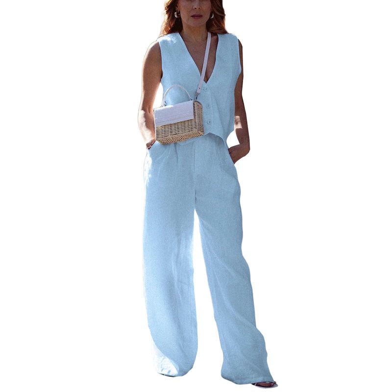 Women's Vest Wide Leg Pants Casual Set