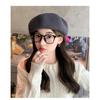 Black Beret Female Spring Autumn Painter Hat Female Small Octagonal Hat Big Headcircumference
