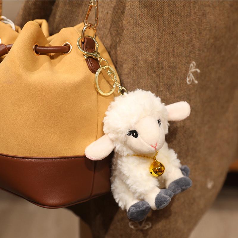 Cute Bell Necklace Sheep Long Ear Sitting Stuffed Animal Well-behaved Home Ornament Lovely Birthday Gifts