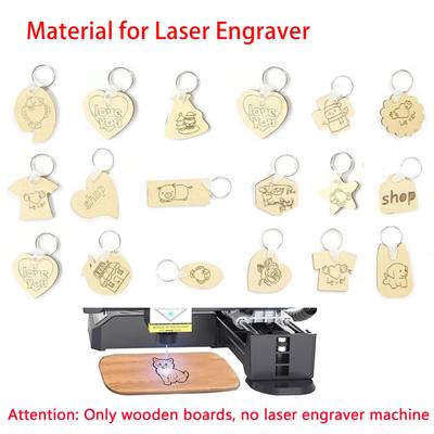 30pcs Blank Wooden Key Chains Unfinished Wood Crafts Blanks Pendant for Laser Engraving DIY