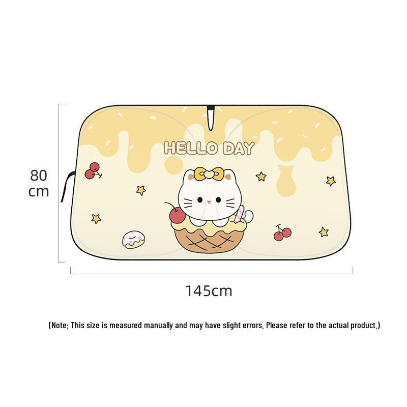 2026 Cute Cartoon Car Sunshade - Front Windshield Heat Insulation & Sun Protection