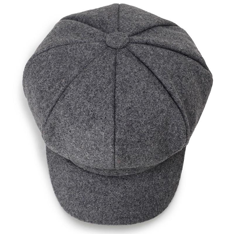 Autumn Winter Newsboy Caps Men Women Warm Woolen Solid Octagonal Hat For Male Detective Hats Retro Beanies Flat Caps chapeau