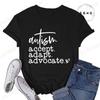 Autism Accept Adapt Advocate TShirts Female Funny T Shirts Awareness Fashion Graphic Tees Tops Women Clothing Short Sleeve