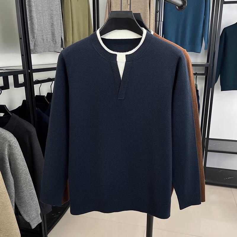 IMAGINEX Men s Faux Two-Piece Contrast Knit Sweater 125