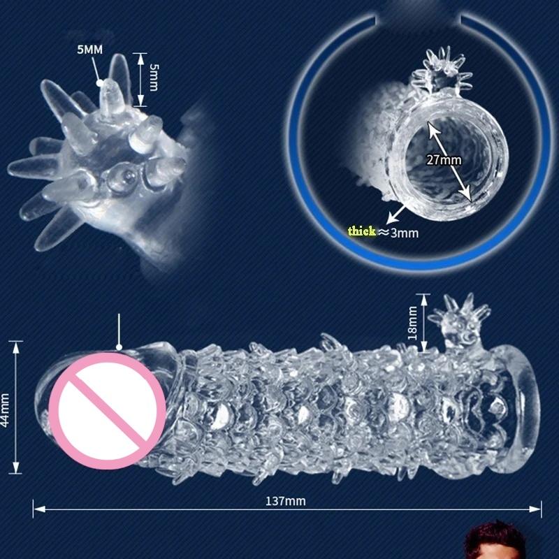 Verdicken Sie den Penis, vergrößern Sie die Hülle, wiederverwendbares Kondom, Penisverlängerung, Verzögerung der Ejakulation, Sexspielzeug für Männer, Intimartikel, 4 Arten