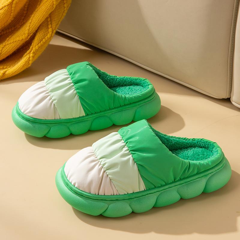 2025 Cixi Cotton Slippers Wholesale Waterproof Indoor Down Warm Plush Thick Bottom Cotton Drag Winter