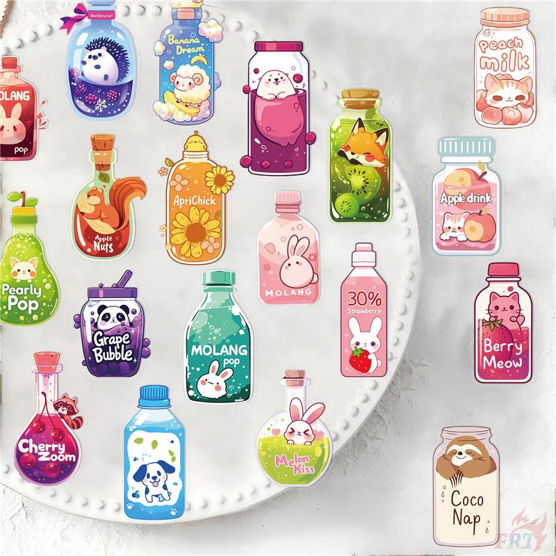 50Pcs/Set Funny Animals Juice Bottle Series 01 PET Stickers Waterproof DIY Fashion Doodle Decals Stickers