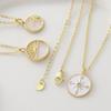 Zircon-studded Rare Vintage-style Shell-shaped Sun Pendant Necklace