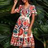 Women's Summer Dress Loose Beach Vacation Casual Deep V Neck Vest Dress Elegant Shirt Dress