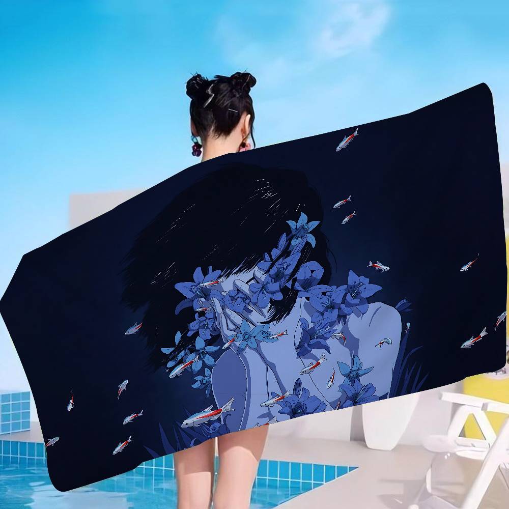 Japanese horror movie P-perfect B-blue Microfiber Blanket Quick Drying Beach Towels Oversized Printing Super Absorbent Towel