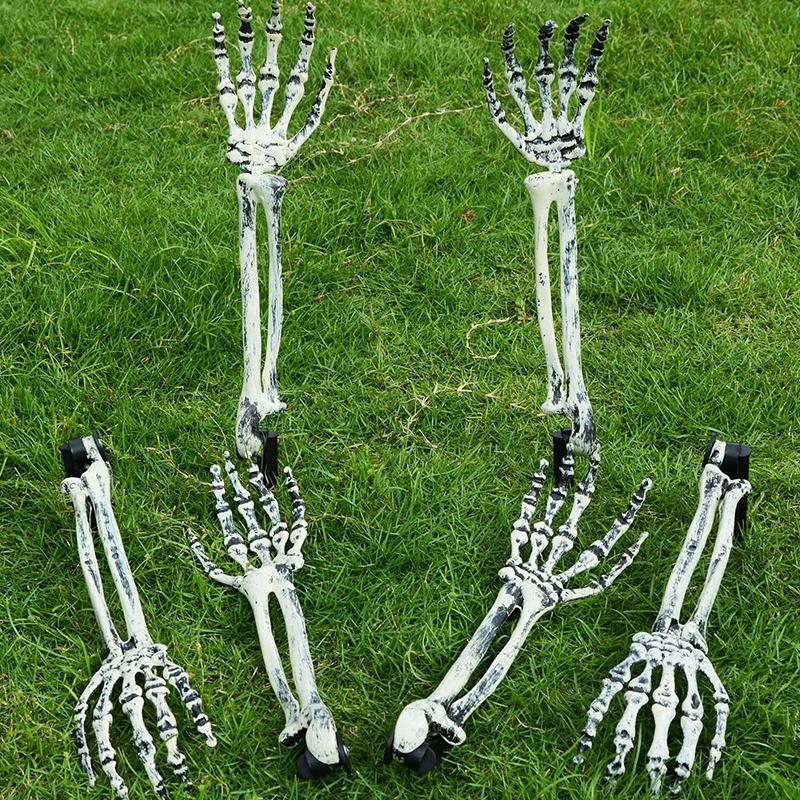 WTEMPO Halloween Skeleton Stakes Zombie Ghost Arm Stake Severed Plastic Skeleton Hands Yard Signs for Lawn Stakes Garden Halloween Props Decoration