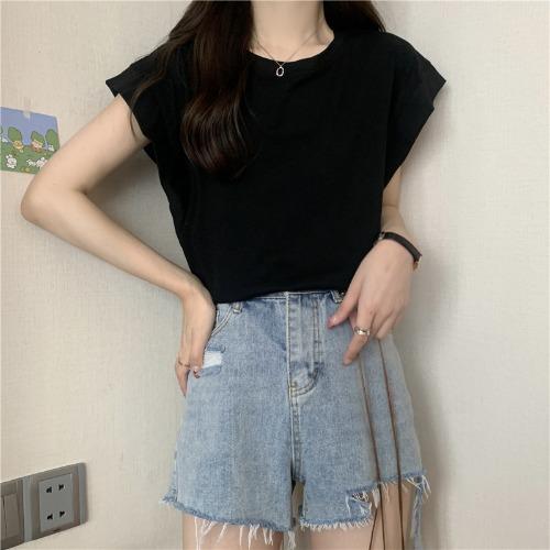 Designed Small Flying Sleeve T-shirt Women's 2024 Summer New Loose Outer Wear Bottoming Shirt Short-sleeved Student Tops Trendy