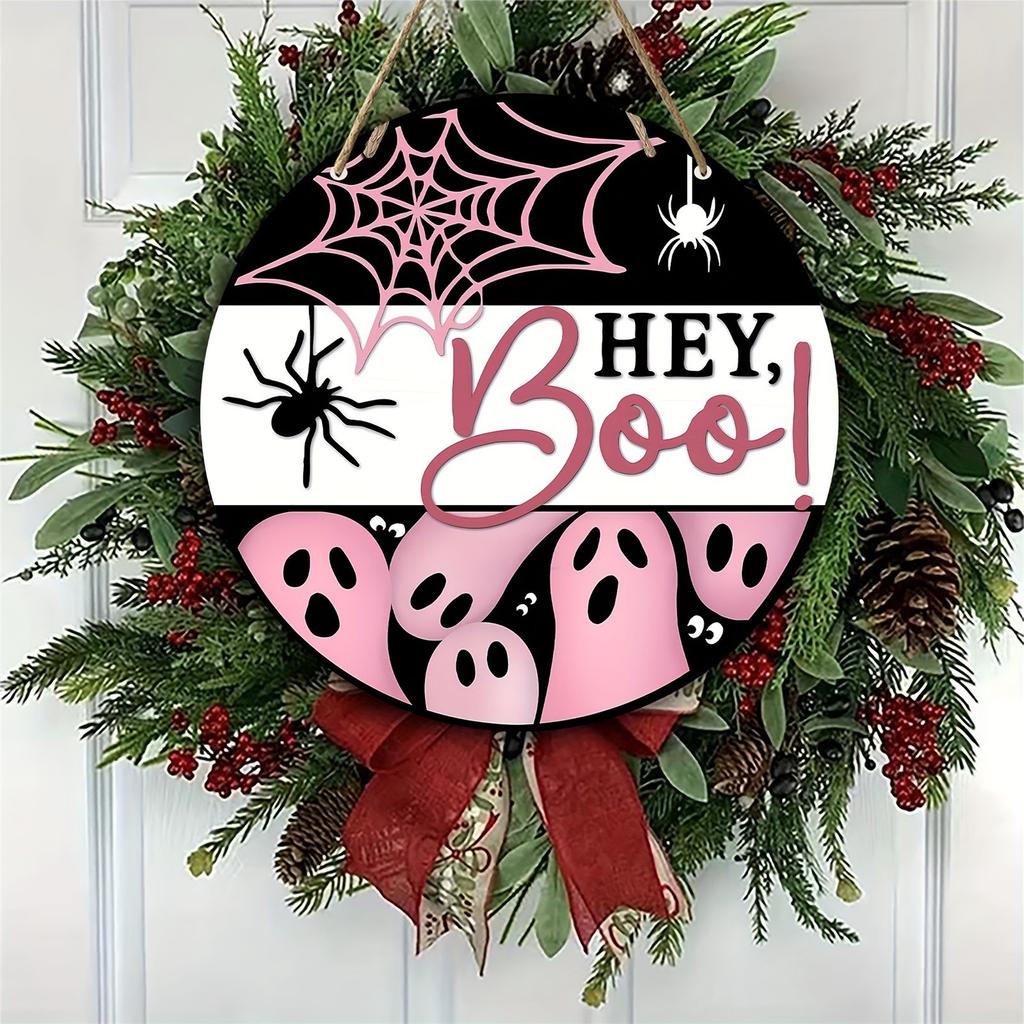 Cute  Round Wooden Hanging Front Door Decoration Sign With Hanging Rope Hanging Sign For Household Window Wall Indoor And Outdoor Decoration Products