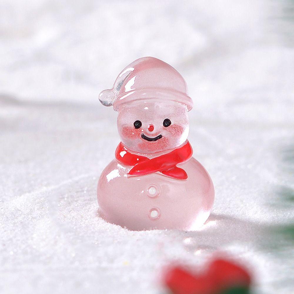 Cartoon Mini Snowman Ornament Glow in Dark Luminous Snowman Statue  Micro Landscape Ornaments