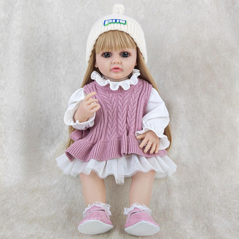55cm Full Soft Silicone Body Reborn Baby Russian Conversation Girl Doll 22 Inch Realistic Princess Toddler Bebe Bath Toy Birthday Gift