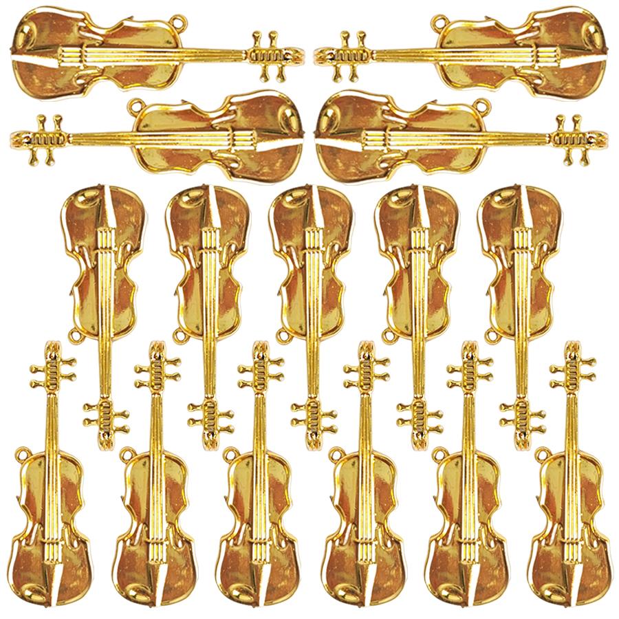 

15pcs Gold Mini Violin Dollhouse Accessories Mini Musical Instrument Ornaments for DIY Crafts & Home Decoration