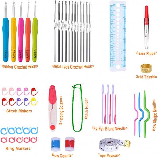 Mdoker 95pcs Knitting Needles Kit&Crochet Hooks Set 36 Straight Bamboo Knitting Needle 12 Small Size Lace Crochet Hook 5 Ergonomic Crochet Needles