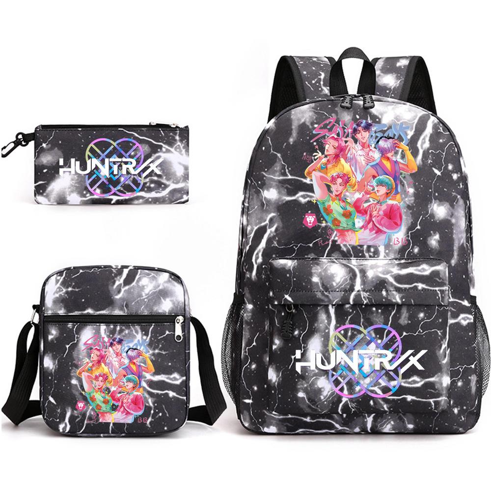 3Pcs/set Backpack with Shoulder Bag Pencil Case for Teenager Student Boy Girl School Bag Anime Printed Large Capacity Waterproof Bookbag Kid Gift