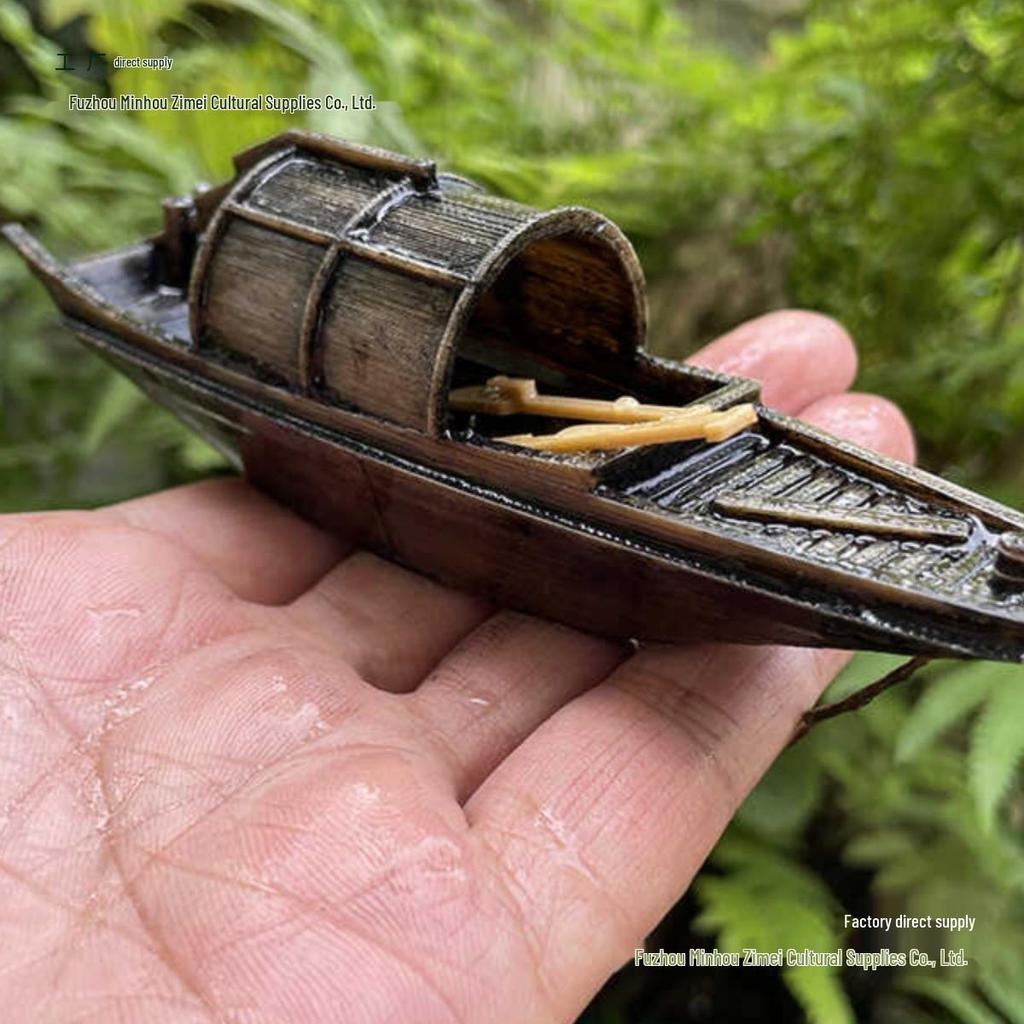 Floating Chinese Antique-Style Fishing Boat Model: Outdoor and Indoor Aquatic Landscape Decor