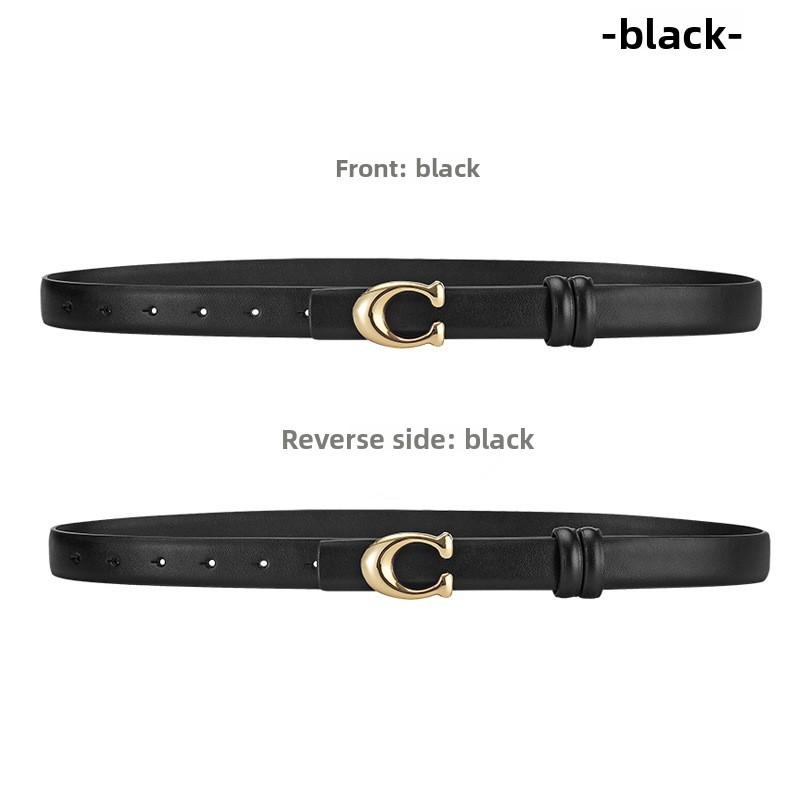 Durable Leather Genuine Belt For Women With Smooth Buckle And Elements Letter