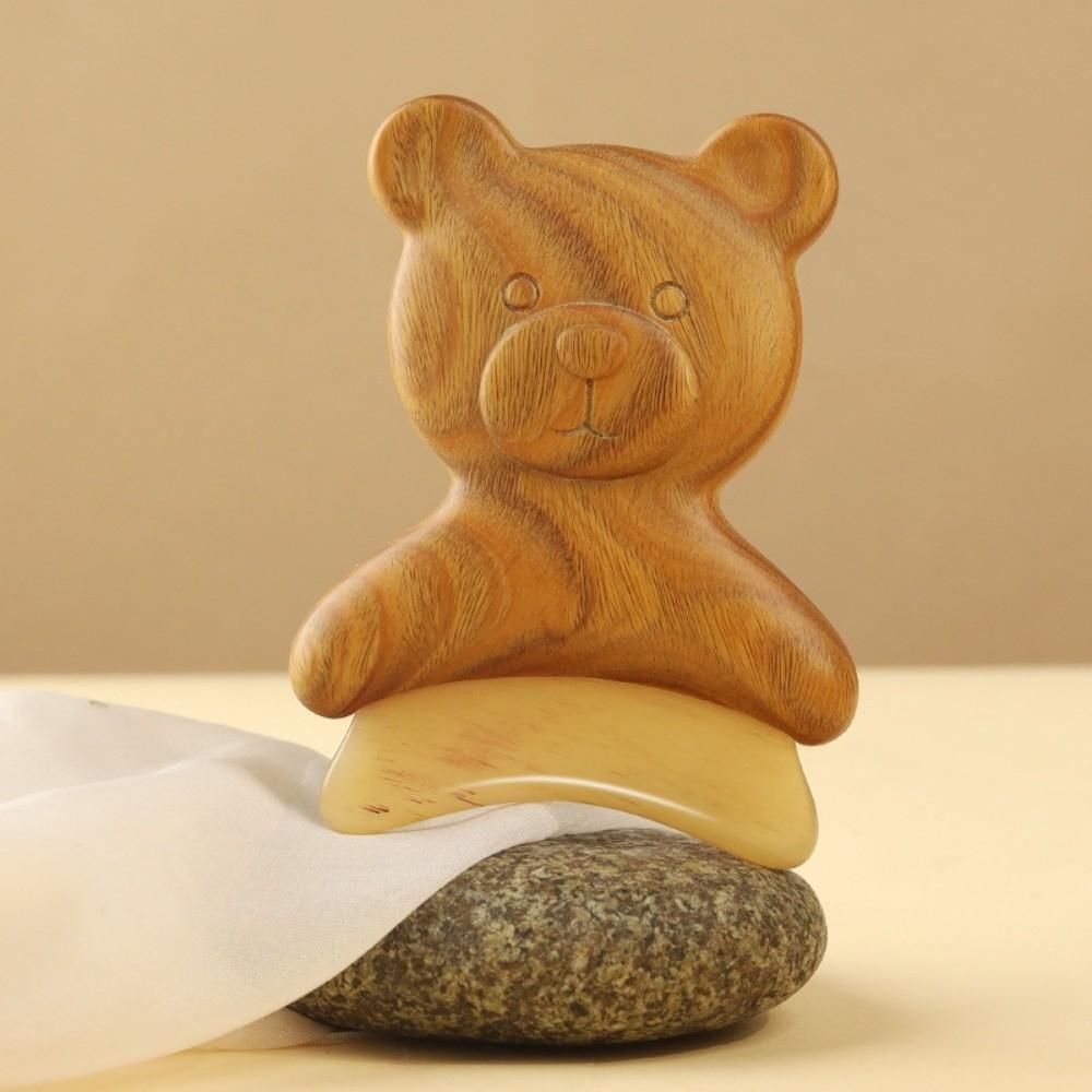Natural Material Bear Shape Skin Scraping Board Green Sandalwood Massager  SPA