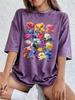 Watercolor Vibrant Flowers Prints Washed TShirts Womens Cotton Oversized T Shirt Casual Short Sleeve Tops Summer ONeck Clothes