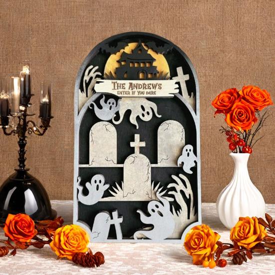 Halloween Cmentarz Nagrobki Rekwizyt Drewniany Nagrobek Figurka Halloweenowa do Sceny Cmentarnej Rękodzieło DIY Dekoracje Zewnętrzne