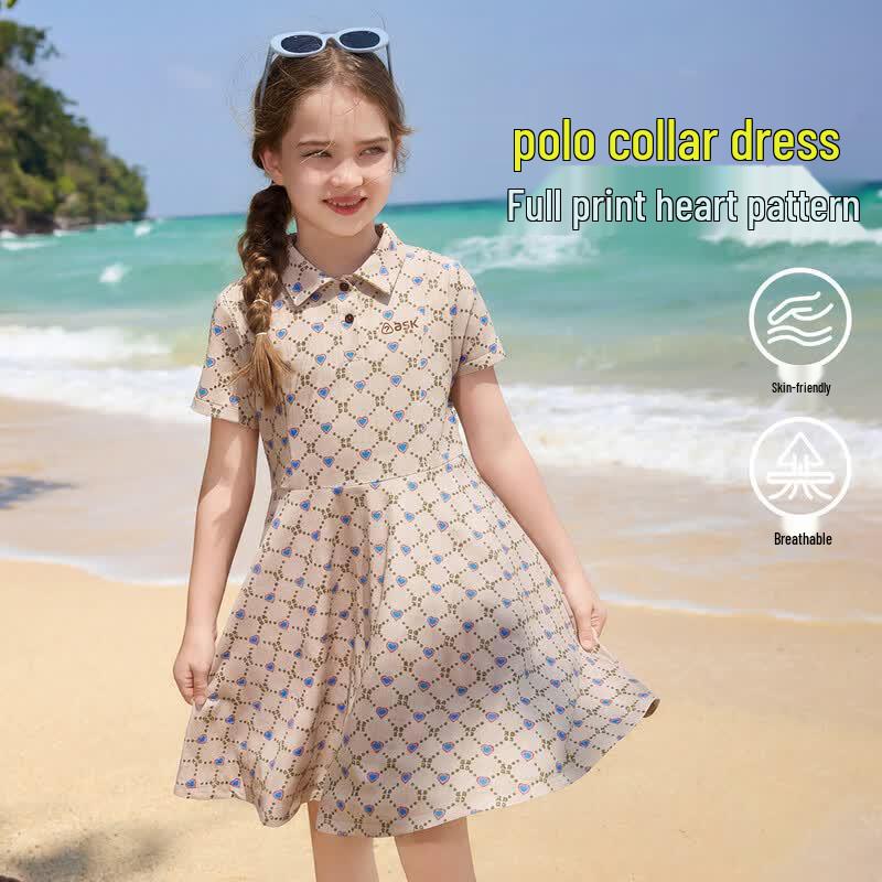 ASK JUNIOR Girls  2026 Summer Printed Lapel Dress 150