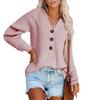 Autumn Winter Women's Button Front Knitted Pullover V Neck Sweater Long Sleeved Knitwear Luxurious Relaxed-fit Slimming and Versatile Top