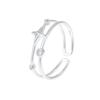 Cui Yan Women's S925 Sterling Silver Korean Style Double Layer Star Ring
