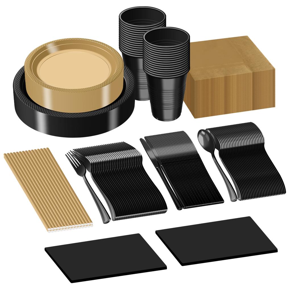 Disposable Plastic Plate Set, Solid Color Party Tableware, Birthday Decoration Plate And Cup Set.