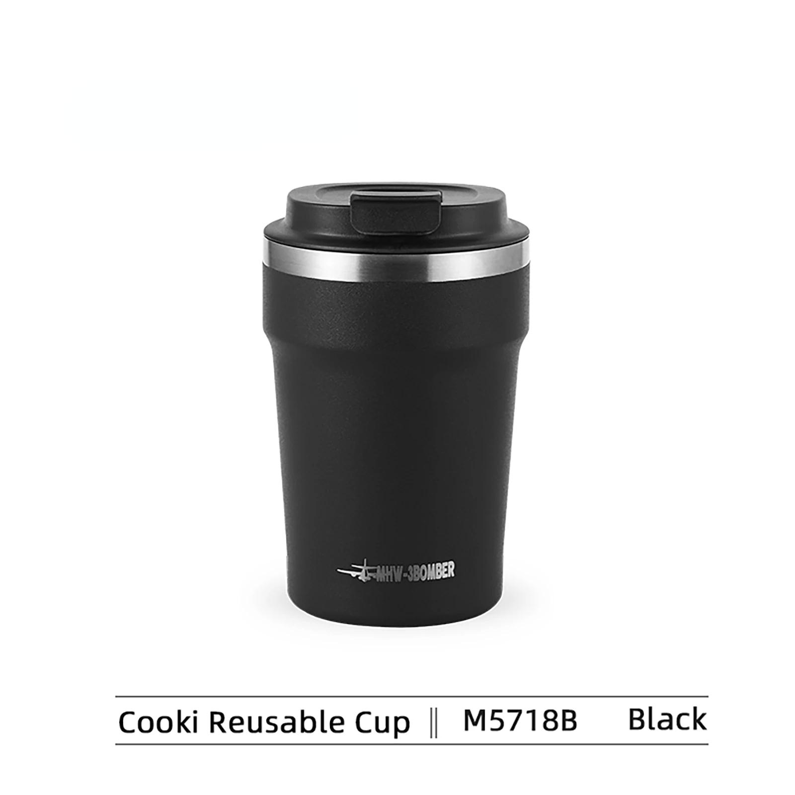 

Кружки 360 мл Портативная термокружка для кофе, воды, кружка из нержавеющей стали, уличная кружка с крышкой, дорожная, герметичная, garrafa 301-400ml чёрный