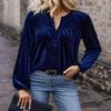 Spring and Autumn New Solid Color Pullover V-Neck Casual Temperament Commuter Button Long Sleeve Top Women