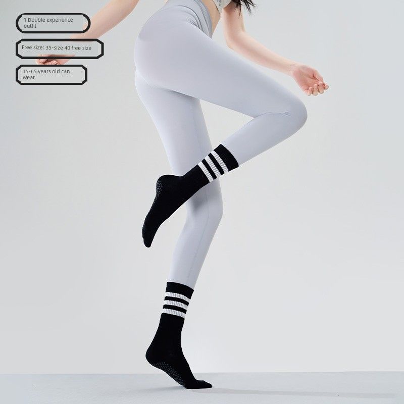 

Длинные носки для аэробики в помещении, спортивные, летние, для пилатеса, для йоги, нескользящие, профессиональные, женские, до колена, носки для тренировок [1 pair of experience outfit] dark night