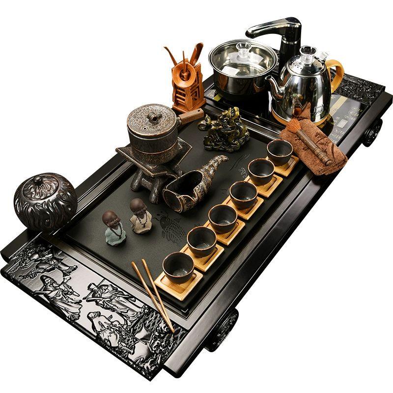 Automatic Chinese Kung Fu Tea Set with Wooden Tray and Kettle