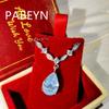 925 Sterling Silver Stylish Exquisite Ice Flower Cut Crystal Zircon Water Drop Necklace Birthday Party Anniversary Gift