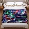 Music General Theme Soft Blanket Personalized Custom Name Text Print Warm Blanket Home Sofa Bedroom Decor