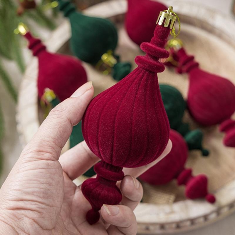 Ribbed Christmas Tree Trim with Elongated Shape and Textured Finish for Indoor Display, Wreath Styling and Tree Placement