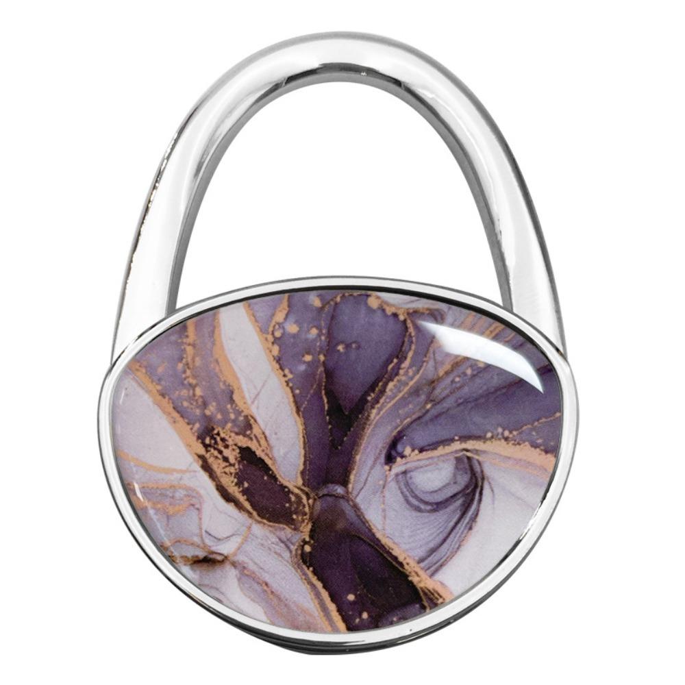 

Fashion Marble Texture Handbag Hook Foldable No Punch Purse Hanger Holder Oval Portable Table Edge Hook Under Desk серый